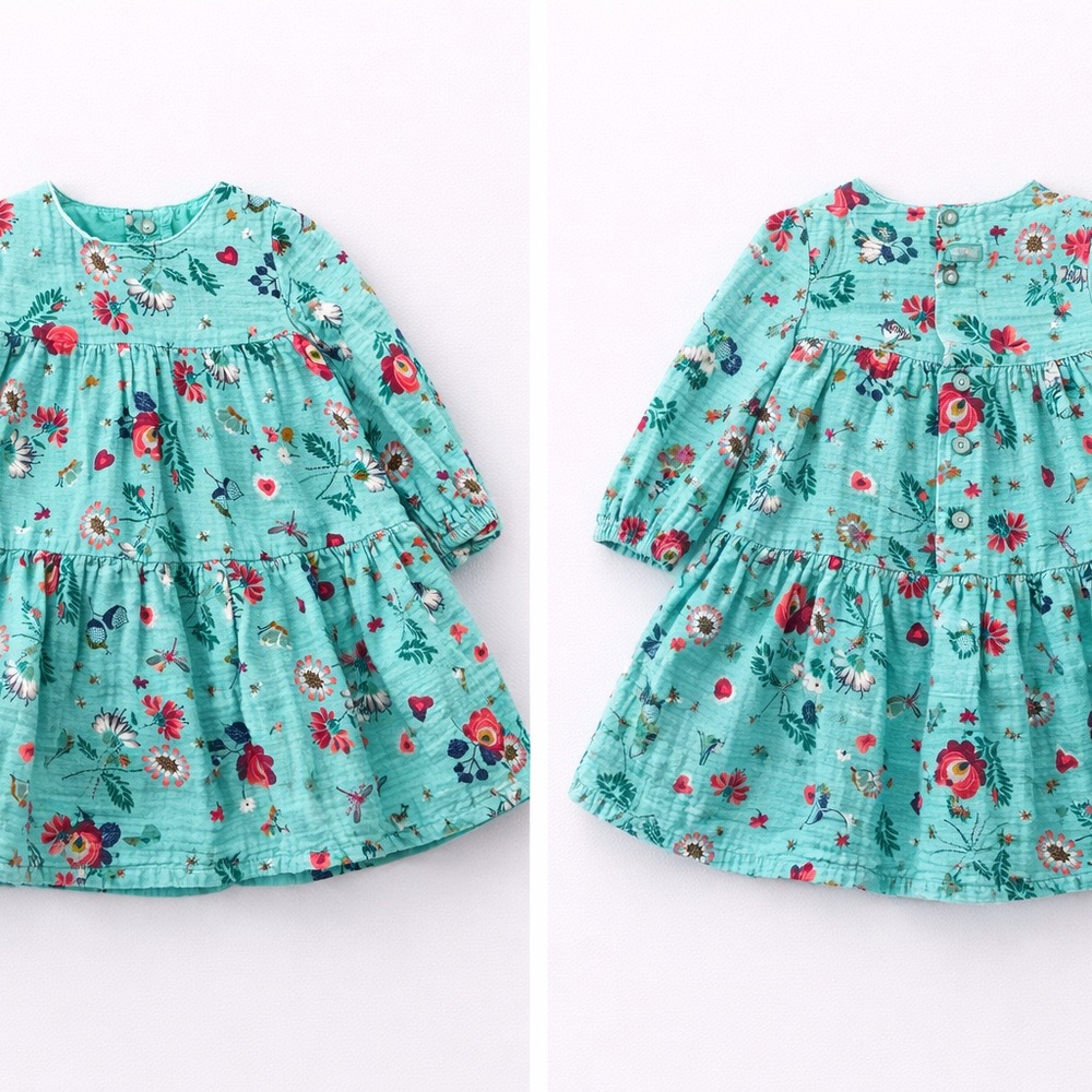 Catimini Floral Baby Dress | Size 12M | Long Sleeve